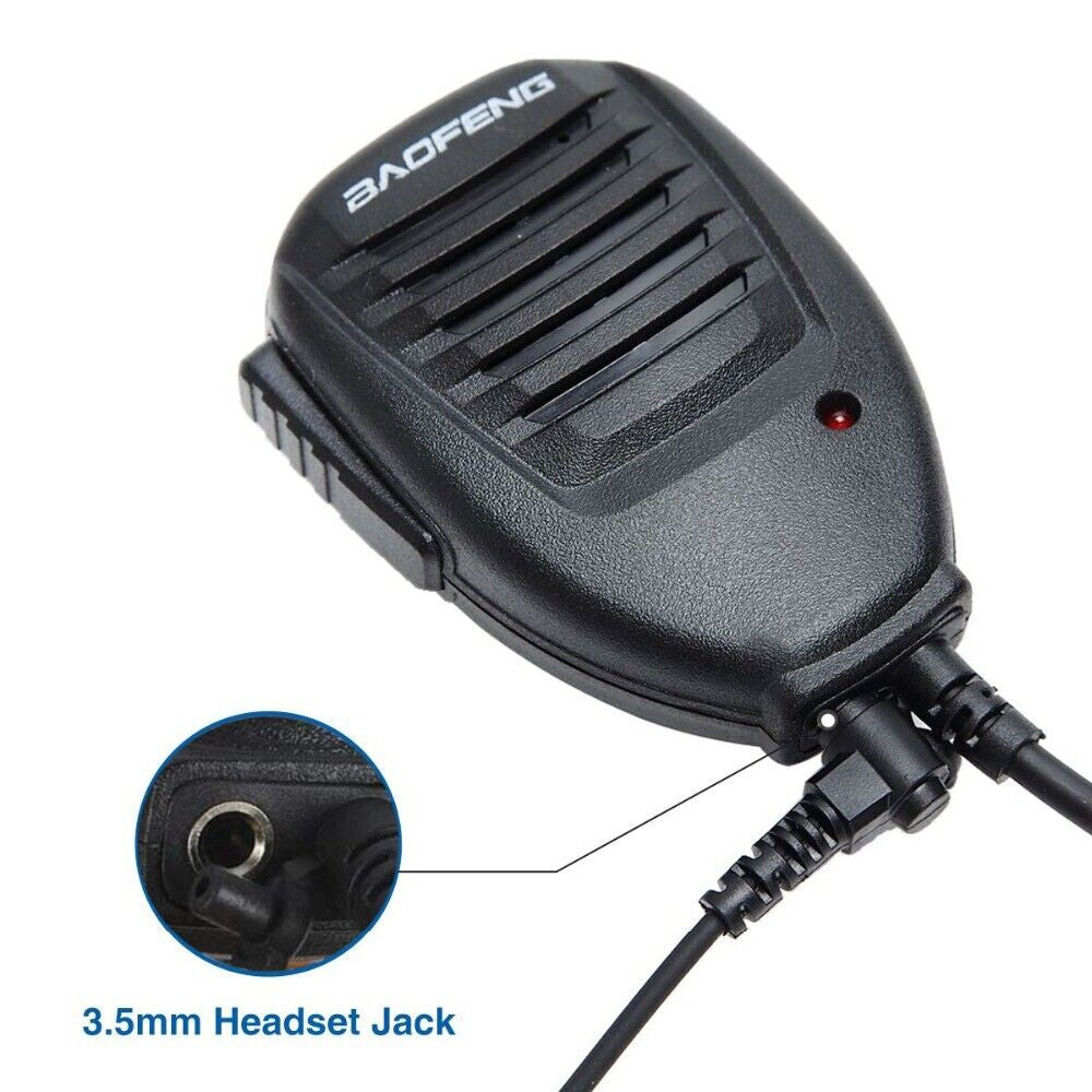 Baofeng-Clip-on-Speaker-Microphone-for-Walkie-Talkies,-3.5mm-+-2.5mm-Earphone-+-Mic-Plug(Black)