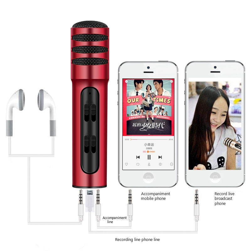 BGN-C7-Condenser-Microphone-Dual-Mobile-Phone-Karaoke-Live-Singing-Microphone-Built-in-Sound-Card(Red)
