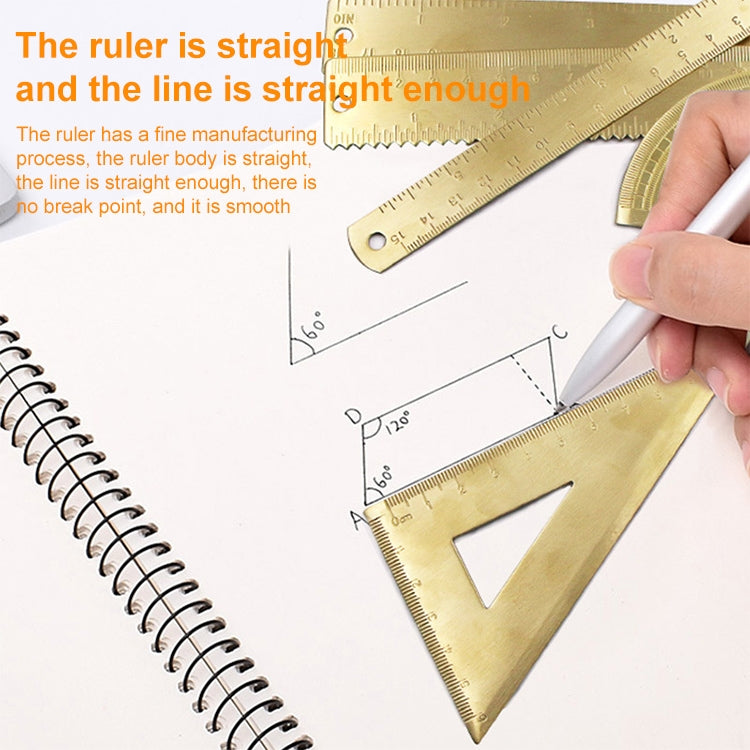 Brass-Retro-Drawing-Ruler-Measuring-Tools,-Model:-0-10cm-Right-Angle-Triangle-Ruler