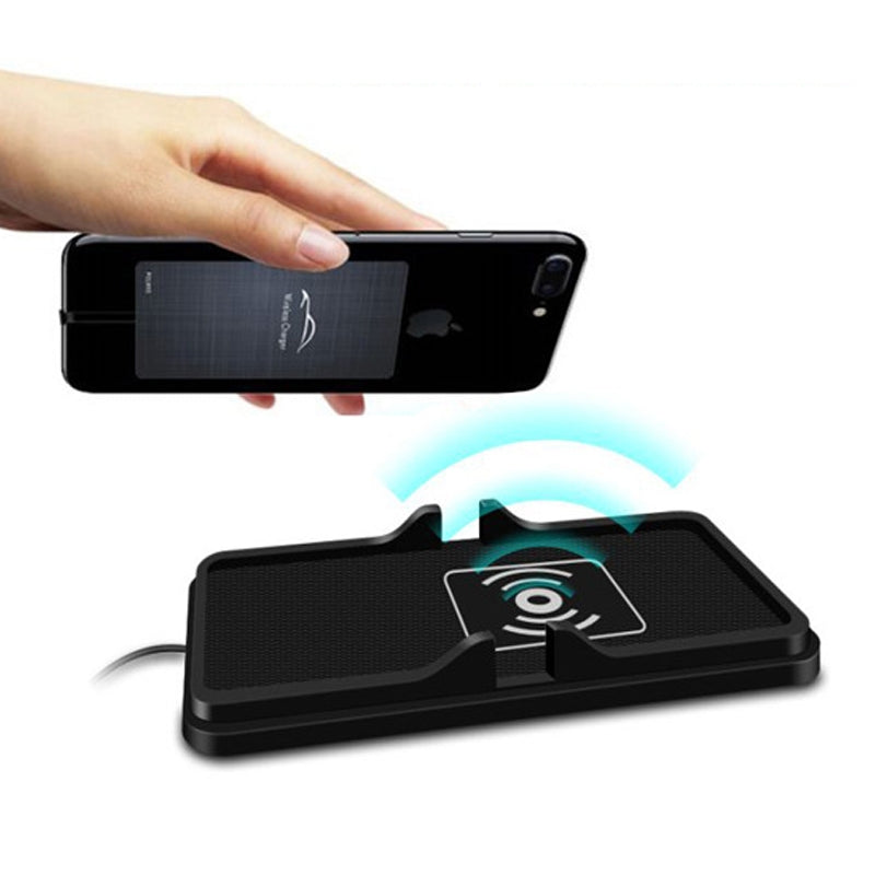 C6-15W-2-In-1-USB-Multi-Function-Car-Wireless-Charger-Anti-Slip-Launching-Pad(Black)