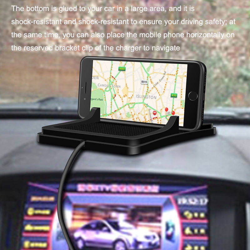 C6-15W-2-In-1-USB-Multi-Function-Car-Wireless-Charger-Anti-Slip-Launching-Pad(Black)