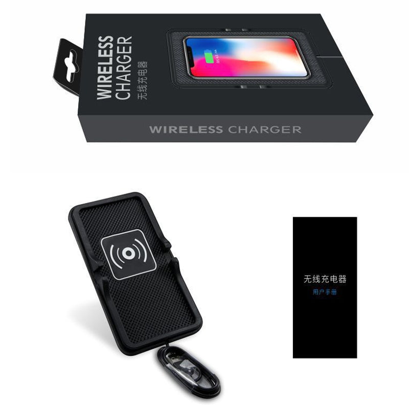 C6-15W-2-In-1-USB-Multi-Function-Car-Wireless-Charger-Anti-Slip-Launching-Pad(Black)