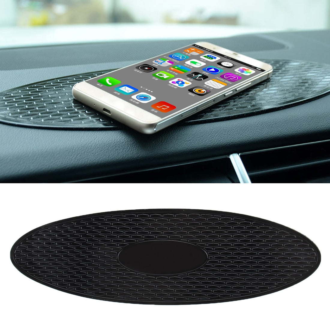 Car-Auto-Oval-Soft-Rubber-Dashboard-Anti-slip-Pad-Mat-for-Phone-/-GPS/-MP4/-MP3,-Size:-30*9.5cm