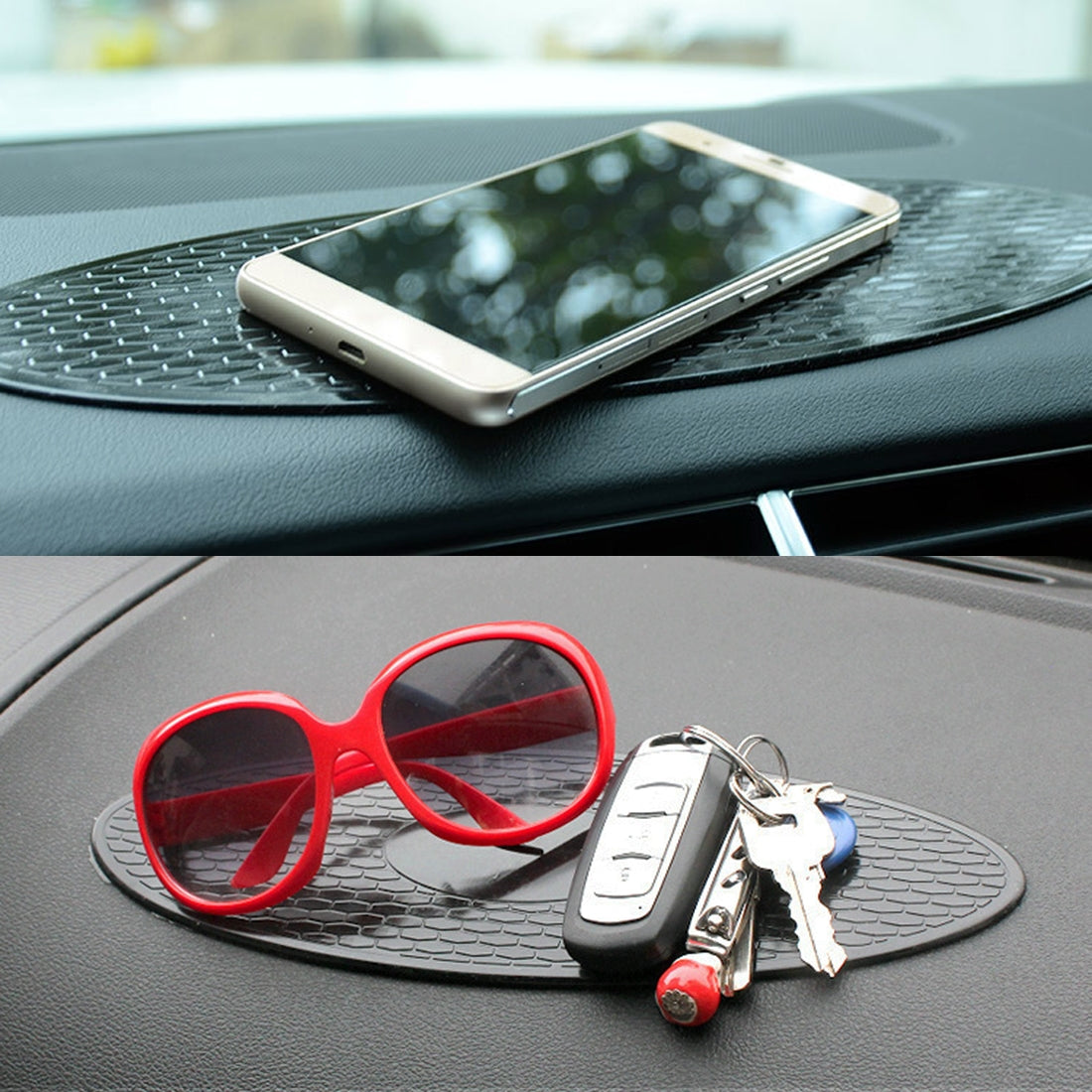 Car-Auto-Oval-Soft-Rubber-Dashboard-Anti-slip-Pad-Mat-for-Phone-/-GPS/-MP4/-MP3,-Size:-30*9.5cm