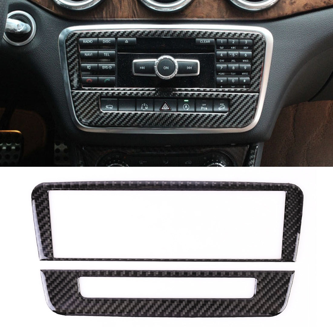 Car-Carbon-Fiber-CD-Panel-Decorative-Sticker-for-Mercedes-Benz-GLA-2015-2018