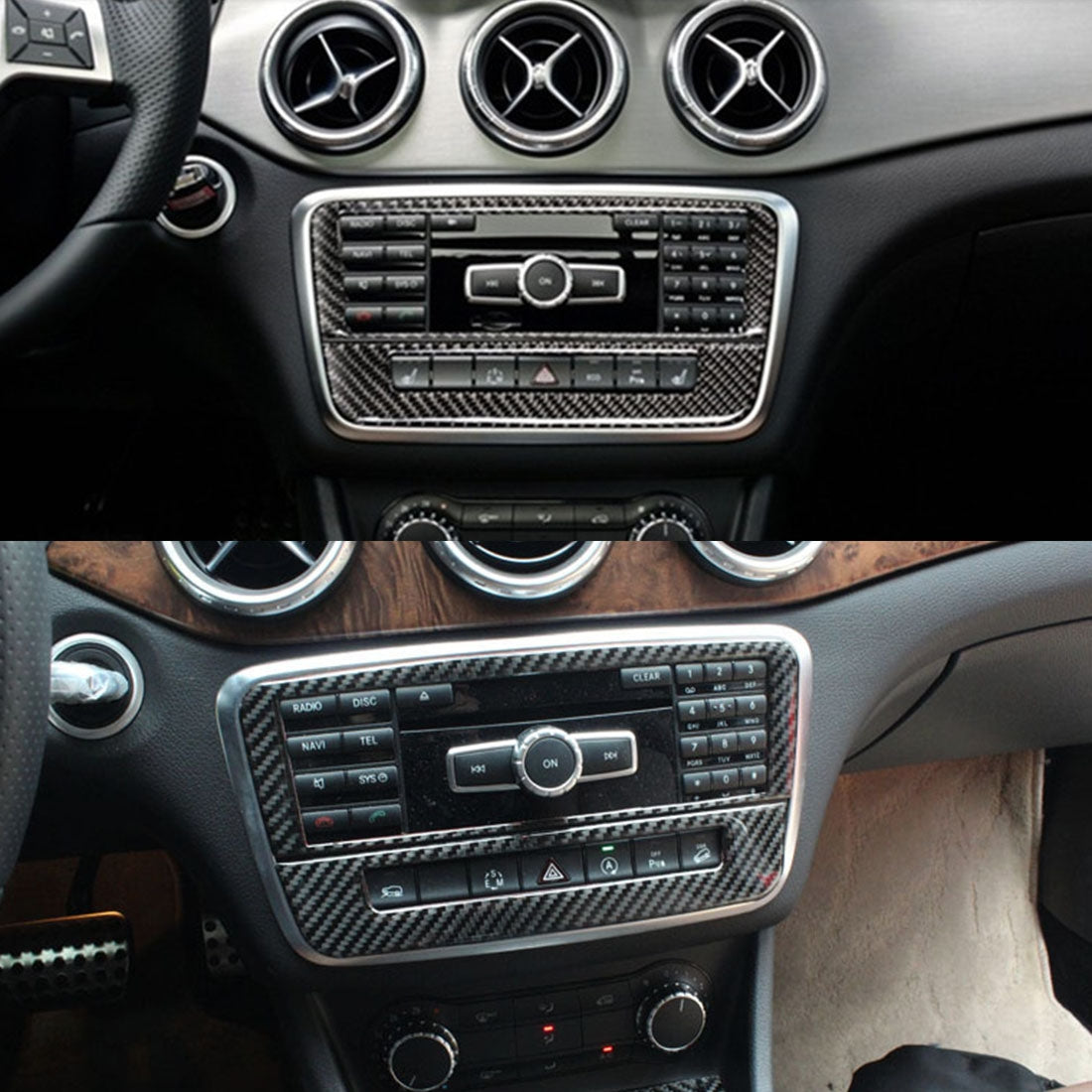 Car-Carbon-Fiber-CD-Panel-Decorative-Sticker-for-Mercedes-Benz-GLA-2015-2018