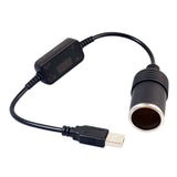 Car-Converter-Adapter-Wired-Controller-USB-to-Cigarette-Lighter-Socket-5V-to-12V-Boost-Power-Adapter-Cable(Black)