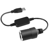 Car-Converter-Adapter-Wired-Controller-USB-to-Cigarette-Lighter-Socket-5V-to-12V-Boost-Power-Adapter-Cable(Black)