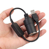 Car-Converter-Adapter-Wired-Controller-USB-to-Cigarette-Lighter-Socket-5V-to-12V-Boost-Power-Adapter-Cable(Black)