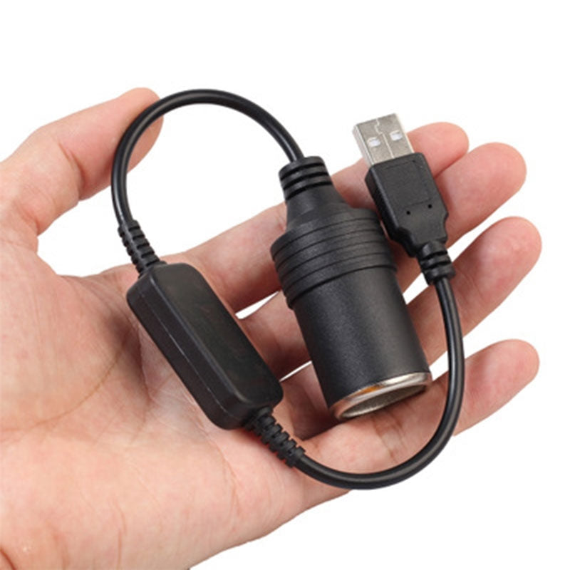 Car-Converter-Adapter-Wired-Controller-USB-to-Cigarette-Lighter-Socket-5V-to-12V-Boost-Power-Adapter-Cable(Black)