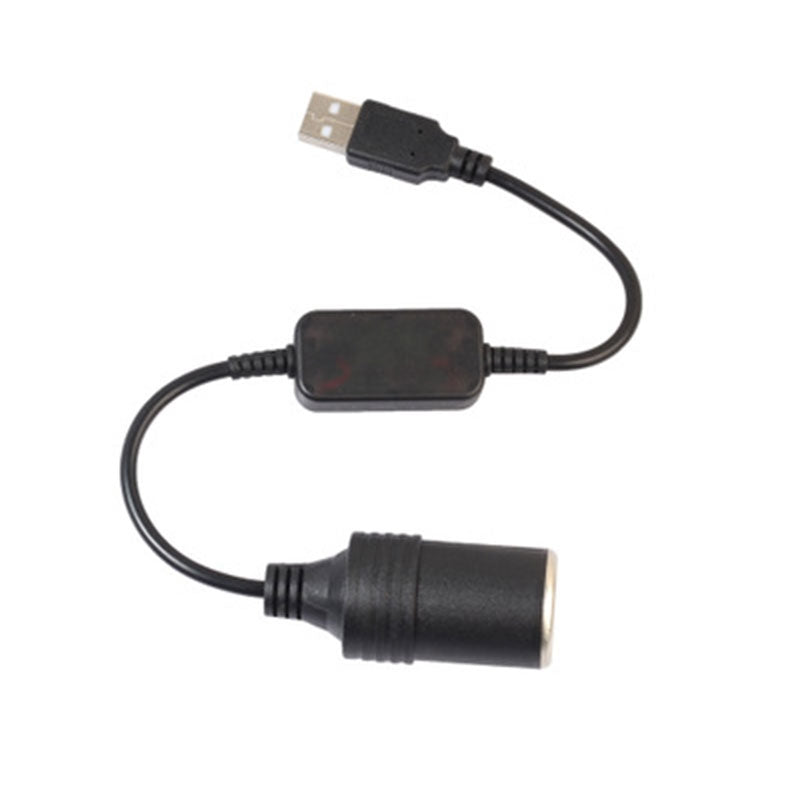 Car-Converter-Adapter-Wired-Controller-USB-to-Cigarette-Lighter-Socket-5V-to-12V-Boost-Power-Adapter-Cable(Black)