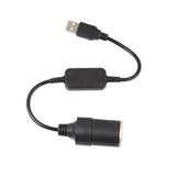 Car-Converter-Adapter-Wired-Controller-USB-to-Cigarette-Lighter-Socket-5V-to-12V-Boost-Power-Adapter-Cable(Black)