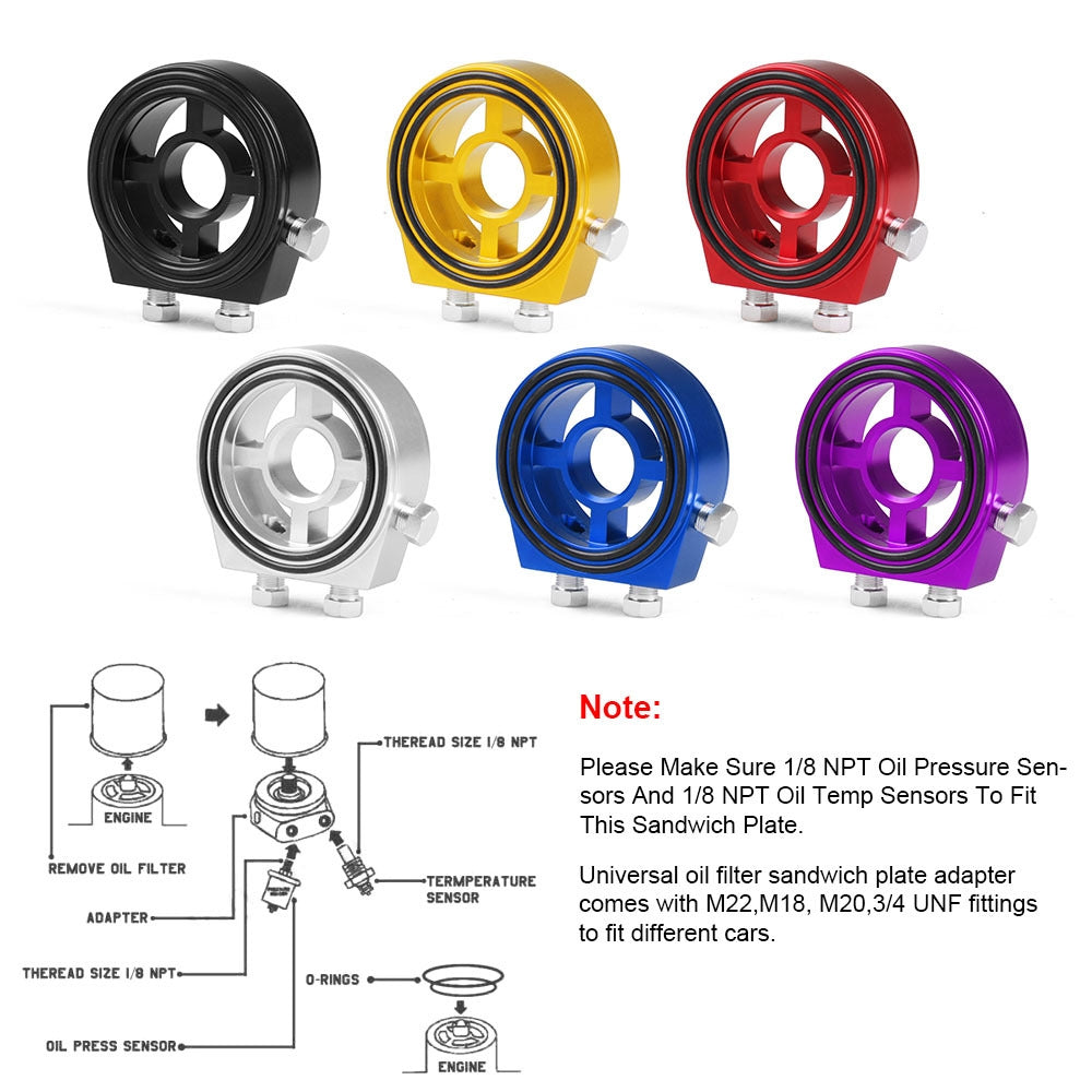 Car-Modification-Oil-Temperature-and-Oil-Pressure-Gauge-Adapter-(Silver)