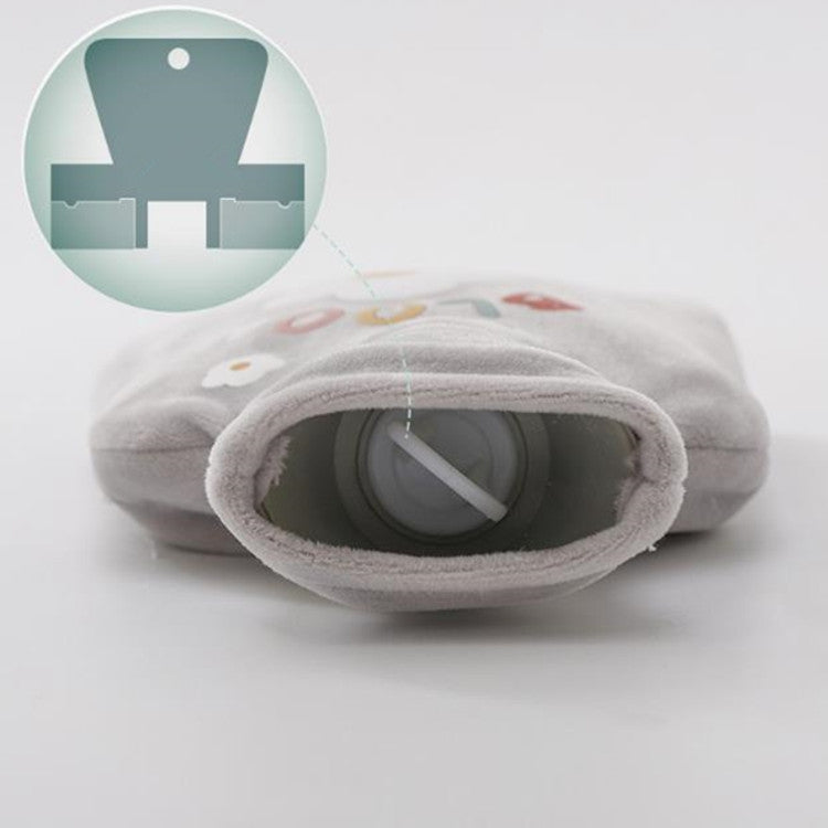 Plush-Hot-Water-Bottle-Bag-with-Cartoon-Flowers,-350ml-Light-Pink