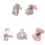 Plush-Hot-Water-Bottle-Bag-with-Cartoon-Flowers,-350ml-Light-Pink