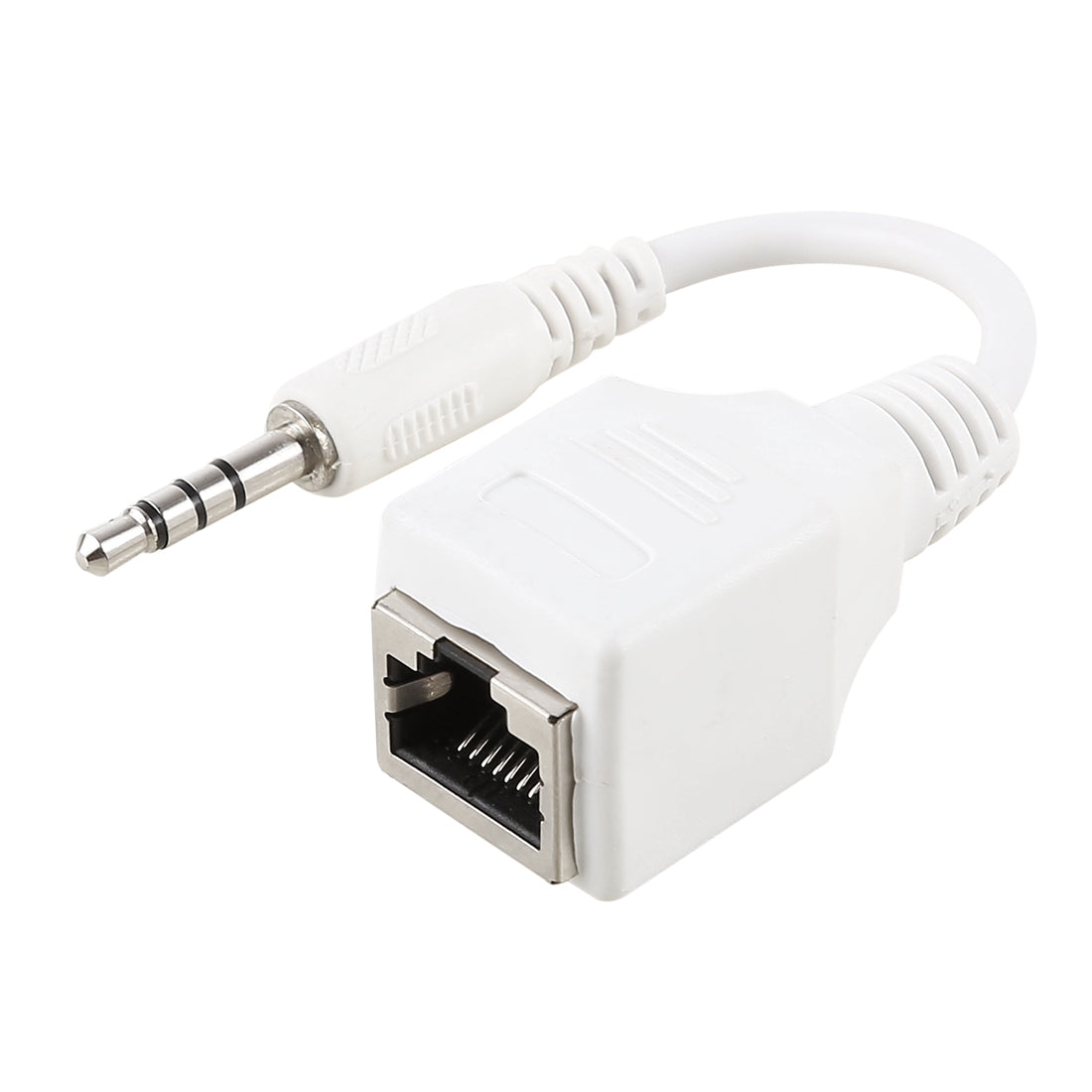 CAT5-RJ45-Socket-to-3.5mm-4-Pole-Male-Plug-Audio-Ethernet-LAN-Network-Adapter,-Total-Length:-about-13cm