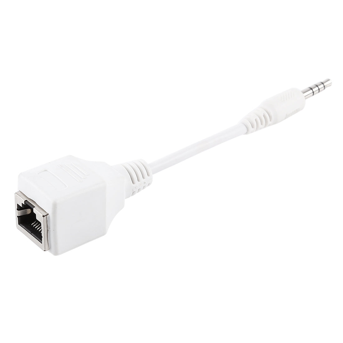 CAT5-RJ45-Socket-to-3.5mm-4-Pole-Male-Plug-Audio-Ethernet-LAN-Network-Adapter,-Total-Length:-about-13cm