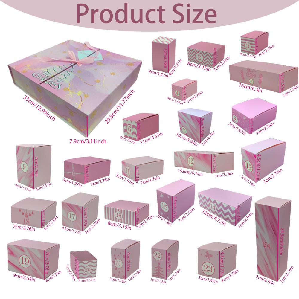 Christmas-Advent-Calendar-Blind-Box-24-Empty-DIY-Gift-Boxes-Countdown-Surprise-For-Kids-&-Adults(Pink)
