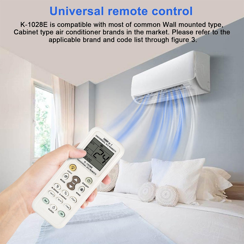 Chunghop-K-1028E-1000-in-1-Universal-A/C-Remote-Controller-with-Flashlight(White)