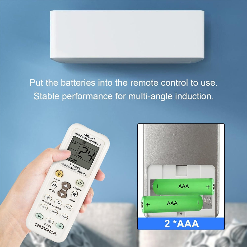 Chunghop-K-1028E-1000-in-1-Universal-A/C-Remote-Controller-with-Flashlight(White)