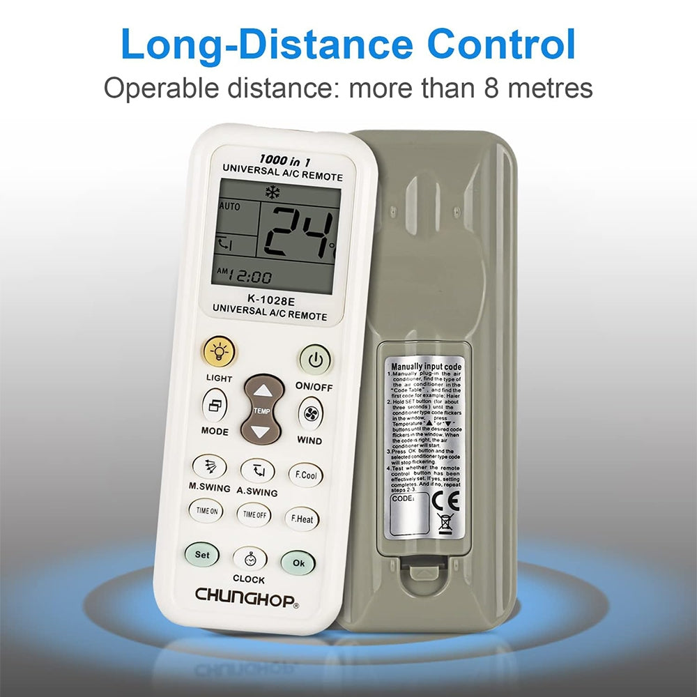 Chunghop-K-1028E-1000-in-1-Universal-A/C-Remote-Controller-with-Flashlight(White)
