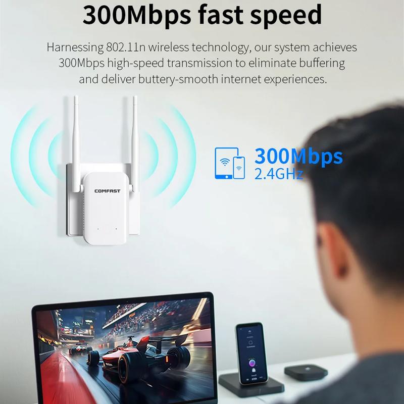 COMFAST-CF-WR301S-V3-300Mbps-Wireless-Repeater-Router-WiFi-Signal-Amplifier,-Plug:EU-Plug(White)