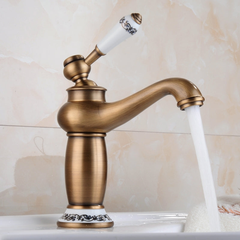 Copper-Antique-Hot-Cold-Double-Blue-White-Porcelain-Faucet