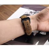 Crazy-Horse-Layer-Frosted-Silver-Buckle-Watch-Leather-Watch-Band,-Size:-26mm-(Black)