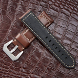 Crazy-Horse-Layer-Frosted-Black-Buckle-Watch-Leather-Watch-Band,-Size:-26mm-(Army-Green)