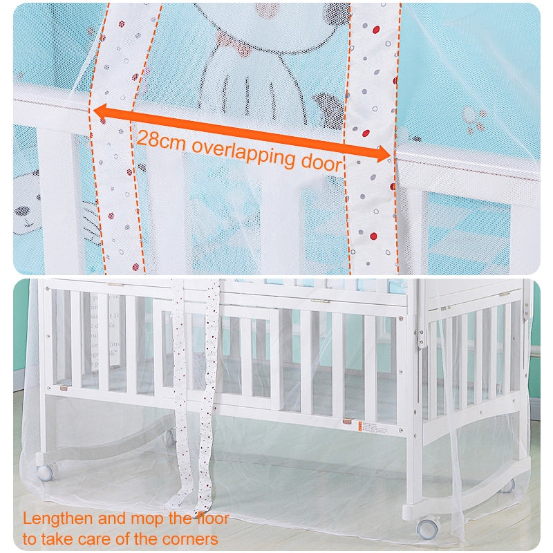 Crib-Dome-Lightweight-Mosquito-Net,-Size:4.5x1.7-Meters,-Style:Flower-Side-Mosquito-Net