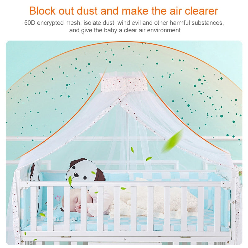 Crib-Dome-Lightweight-Mosquito-Net,-Size:4.5x1.7-Meters,-Style:Flower-Side-Mosquito-Net