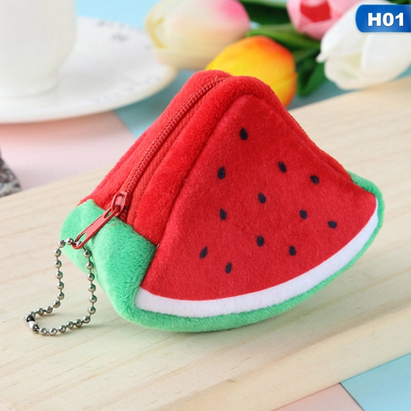 Cute-Fruit-Wallet-Gift-Plush-Coin-Purse-Female-Bag(watermelon)