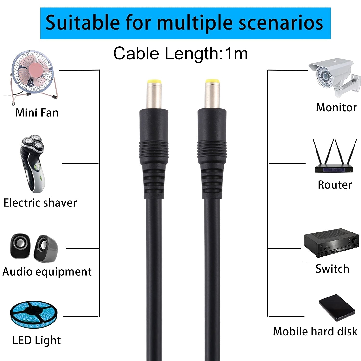 DC-Power-Plug-5.5-x-2.5mm-Male-to-Male-Adapter-Connector-Cable,-Cable-Length:1m(Black)