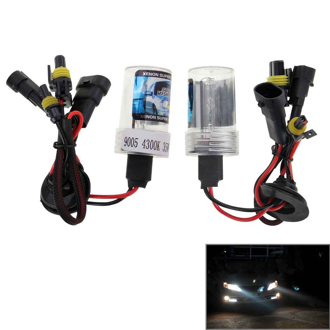 DC12V-35W-HB3/9005-HID-Xenon-Light-Single-Beam-Super-Vision-Waterproof-Head-Lamp,-Color-Temperature:-4300K,-Pack-of-2