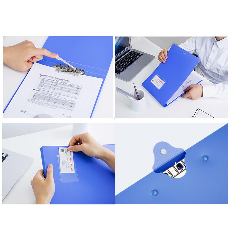 Deli-5333-A4-Hangable-Clipboard-File-Folder-With-Clip-Space-Saving-Document-Holder(Blue)