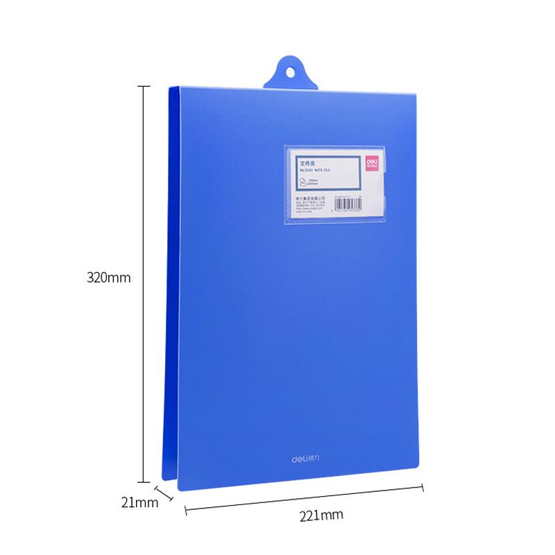 Deli-5333-A4-Hangable-Clipboard-File-Folder-With-Clip-Space-Saving-Document-Holder(Blue)