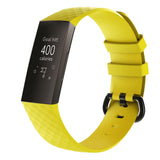 Diamond-Pattern-Silicone-Watch-Band-for-Fitbit-Charge-3,-Size:-210x18mm(Yellow)