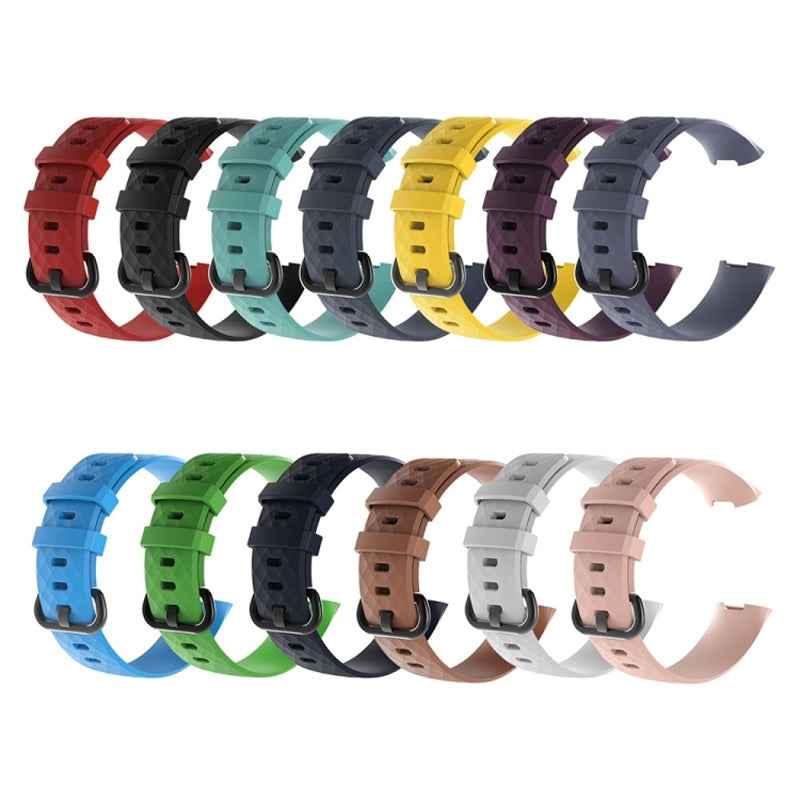 Diamond-Pattern-Silicone-Watch-Band-for-Fitbit-Charge-4-Large-Size:210*18mm(Yellow)