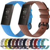 Diamond-Pattern-Silicone-Watch-Band-for-Fitbit-Charge-4-Large-Size:210*18mm(Yellow)