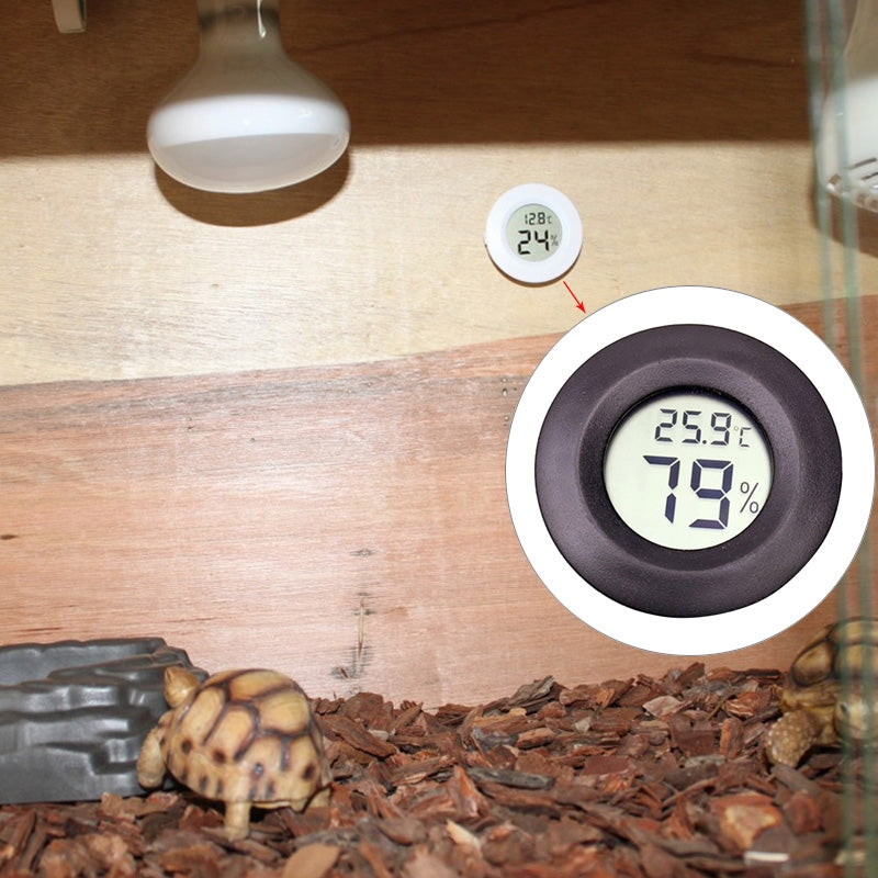 Digital-Round-Shaped-Reptile-Box-Centigrade-Thermometer-&-Hygrometer-with-Screen-Display-(Black)