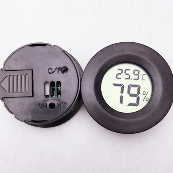 Digital-Round-Shaped-Reptile-Box-Centigrade-Thermometer-&-Hygrometer-with-Screen-Display-(Black)