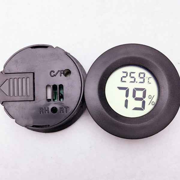 Digital-Round-Shaped-Reptile-Box-Centigrade-Thermometer-&-Hygrometer-with-Screen-Display-(Black)