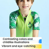 DIVE-&-SAIL-2.5MM-Children-Warm-Wetsuit-Short-Sleeve-One-piece-Thickened-Swimsuit,-Size:-S(Green)
