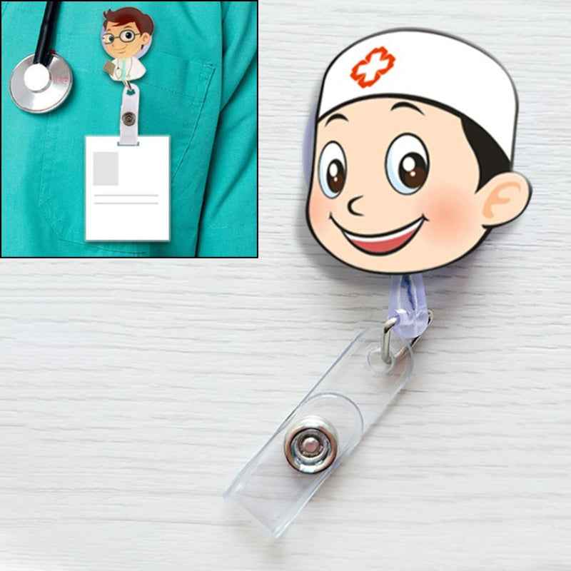 Doctor-Head-Pattern-Cute-Retractable-Badge-Reel-Student-Nurse-ID-Name-Card-Badge