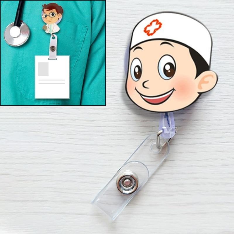 Doctor-Head-Pattern-Cute-Retractable-Badge-Reel-Student-Nurse-ID-Name-Card-Badge