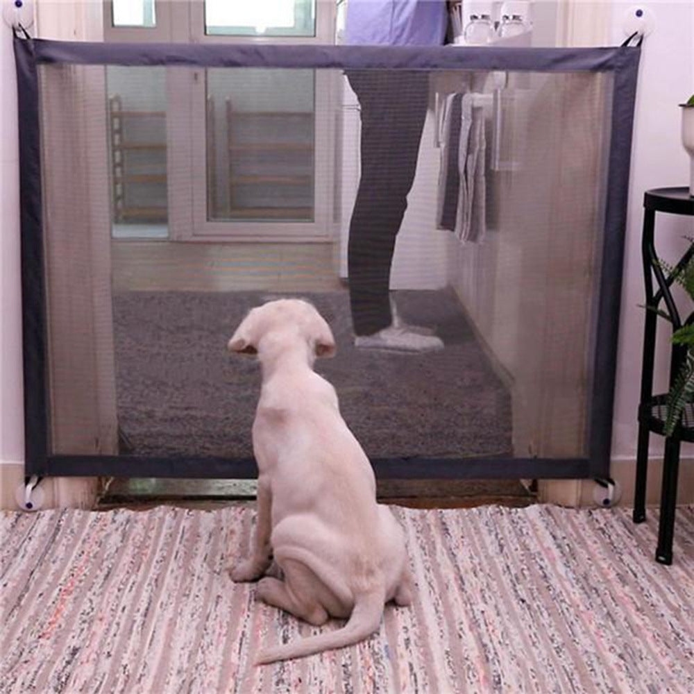Dog-Pet-Fences-Portable-Folding-Safe-Protection-Safety-Door-Magic-Gate-For-Dogs-Cat-Pet,-Size:110cm-x72cm(Black)