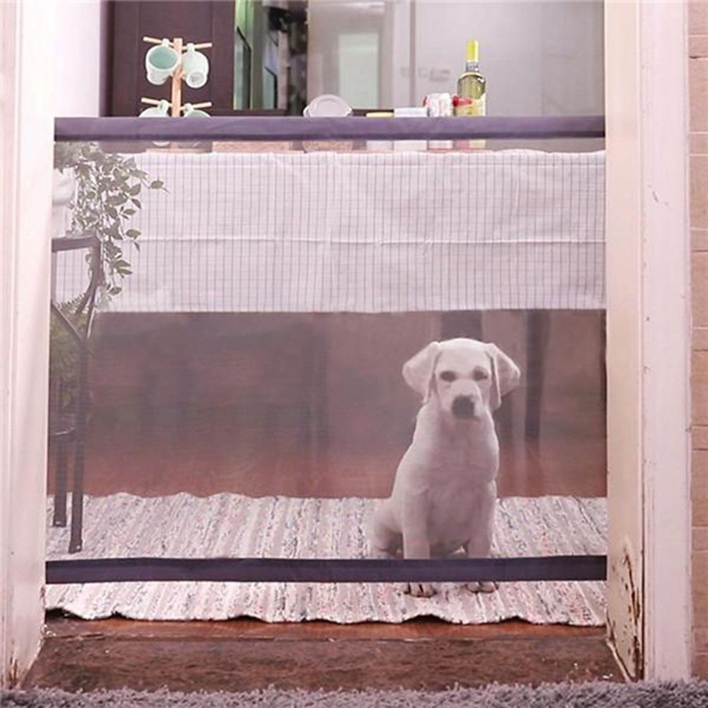 Dog-Pet-Fences-Portable-Folding-Safe-Protection-Safety-Door-Magic-Gate-For-Dogs-Cat-Pet,-Size:180cm-x72cm(Black)