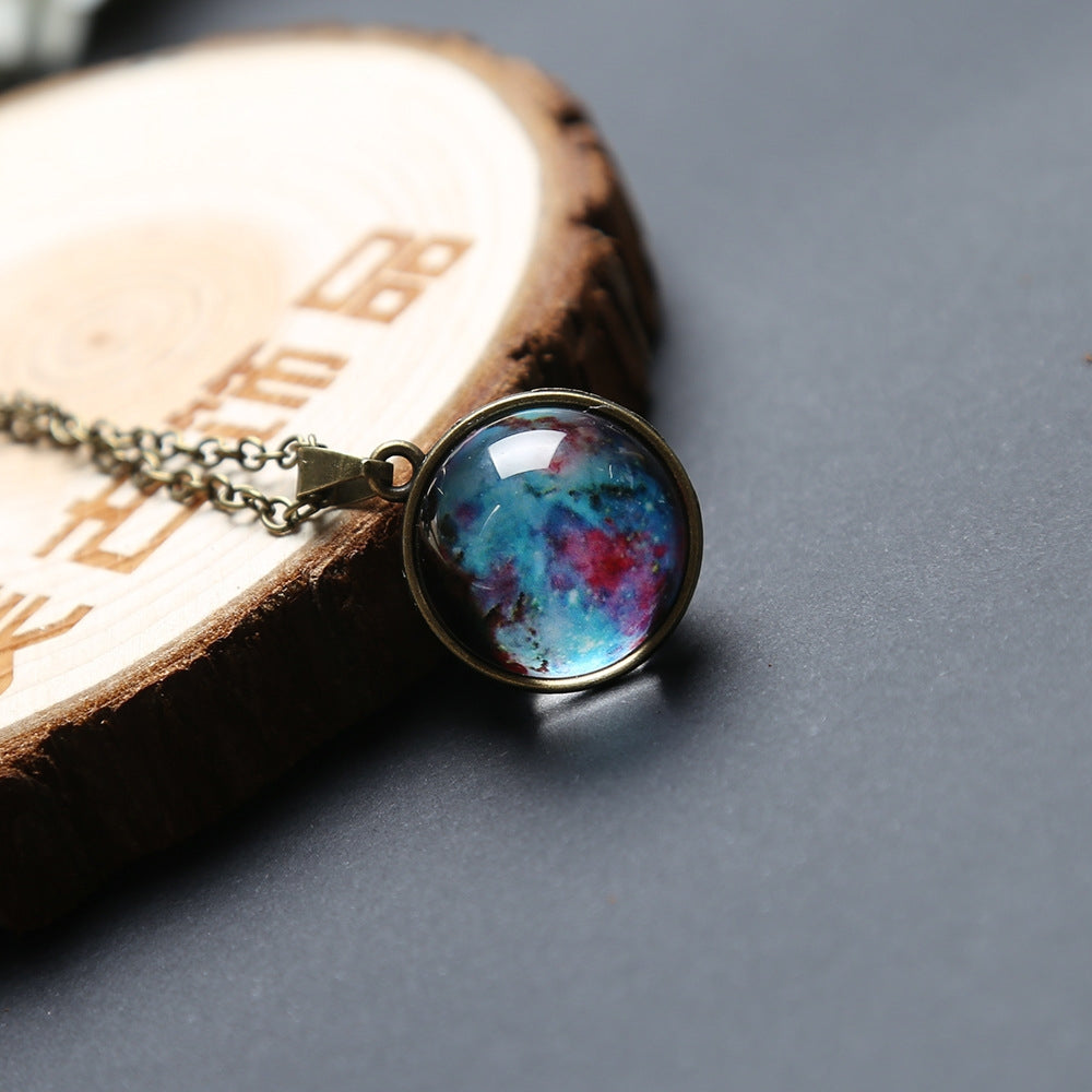 Double-sided-Glass-Globe-Solar-Cosmic-Starry-Necklace-Galaxy-Pendant