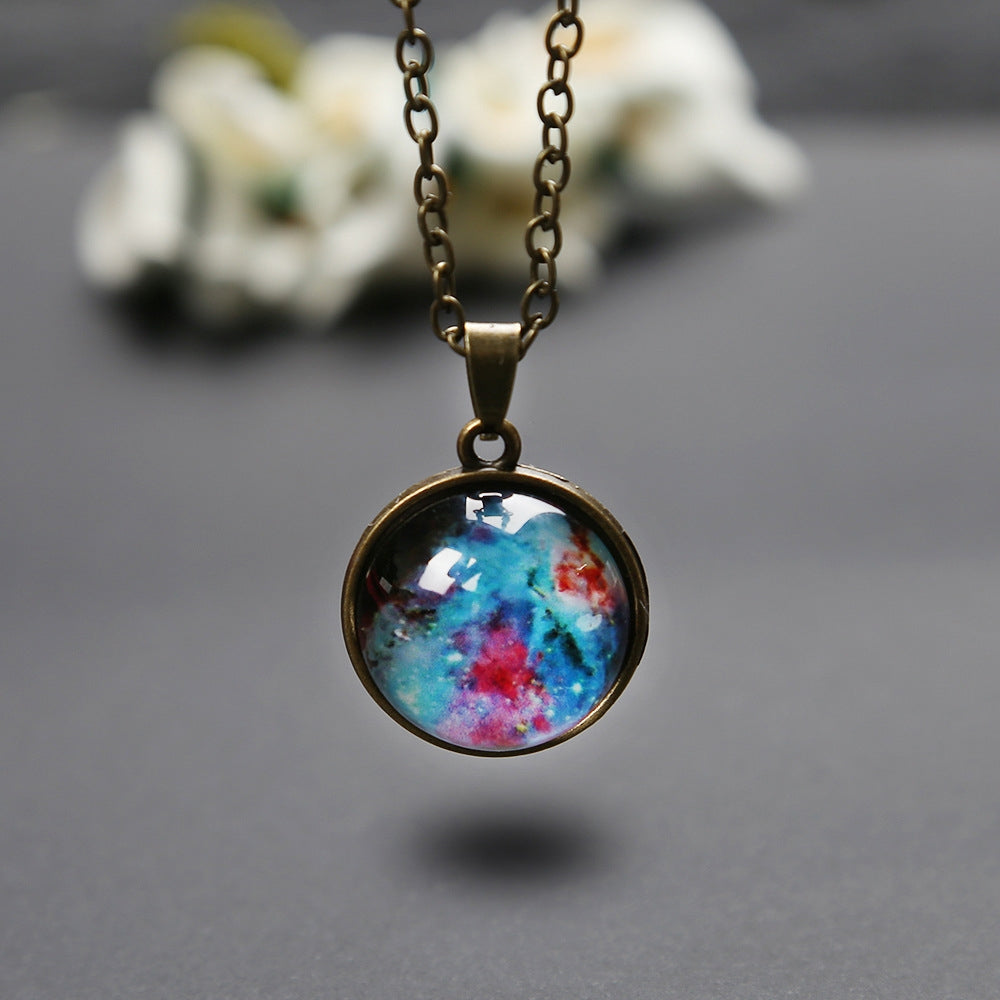 Double-sided-Glass-Globe-Solar-Cosmic-Starry-Necklace-Galaxy-Pendant