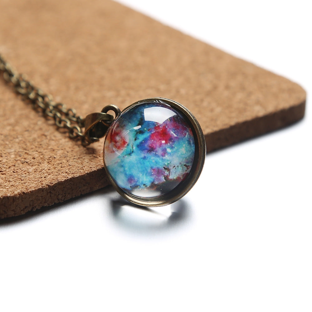 Double-sided-Glass-Globe-Solar-Cosmic-Starry-Necklace-Galaxy-Pendant